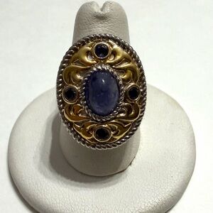 Michelle Albala Sterling Silver Two Tone Lavender Jade & Iolite Ring